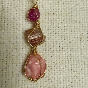 Ruby • Pink Tourmaline • Rose Quartz — Handmade Crystal Pendant
